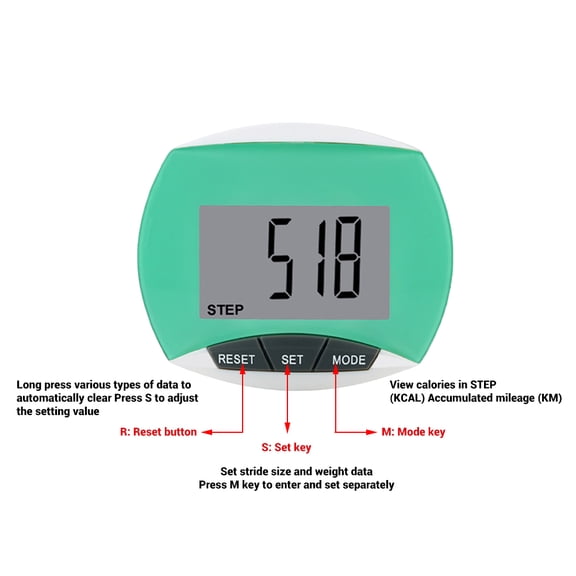 Pedometer Walking Step Counter with Belt Clip Multifunctional Pedometer LCD Display Fitting Exercise Accessory