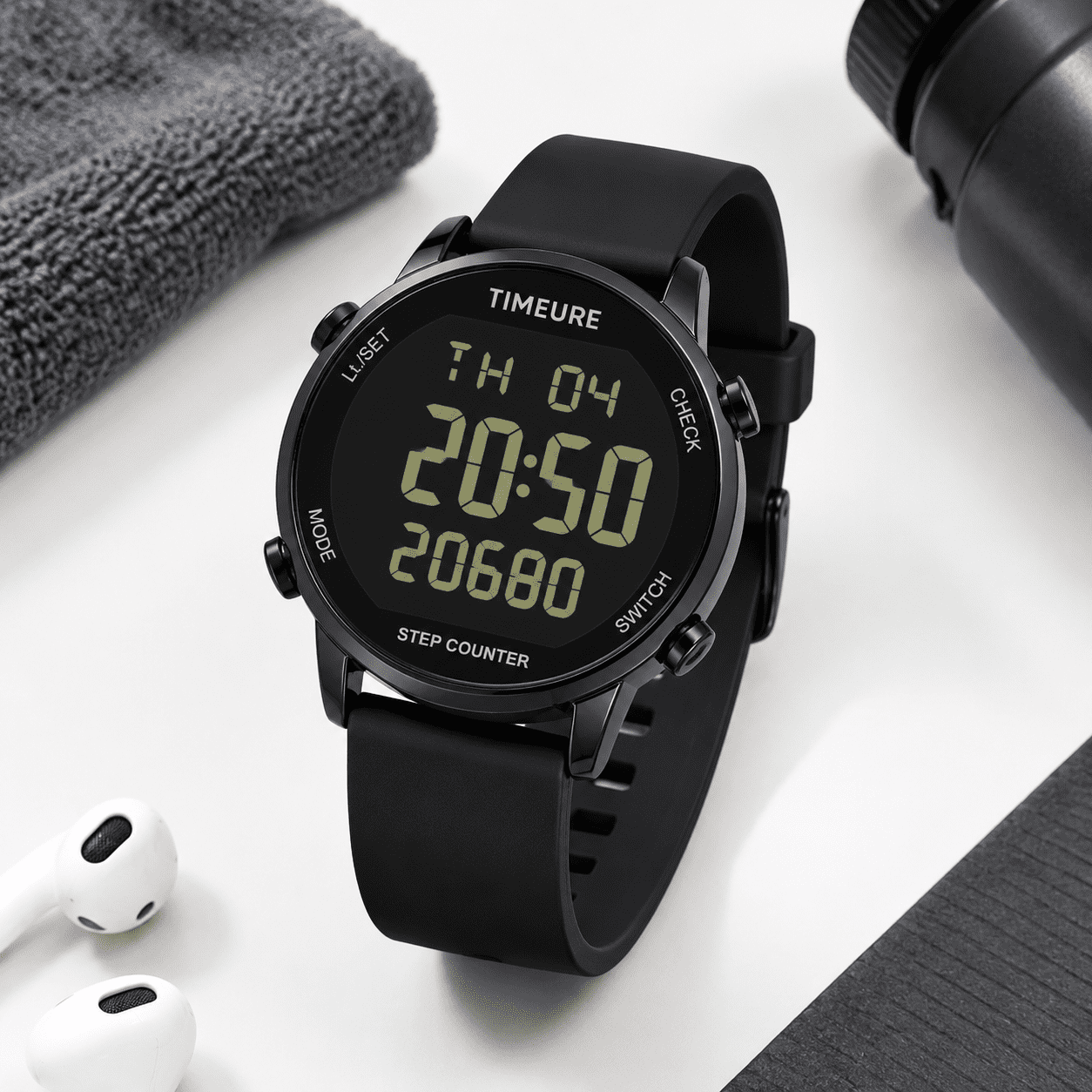 Pedometer Watch for Walking, All Black, Step Counter with Calorie and ...