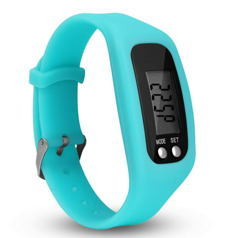 Wearable LCD Display Pedometer Watch Simple Operation Fitness Tracker Wrist Band Digital Step Counter Lake Blue Walmart