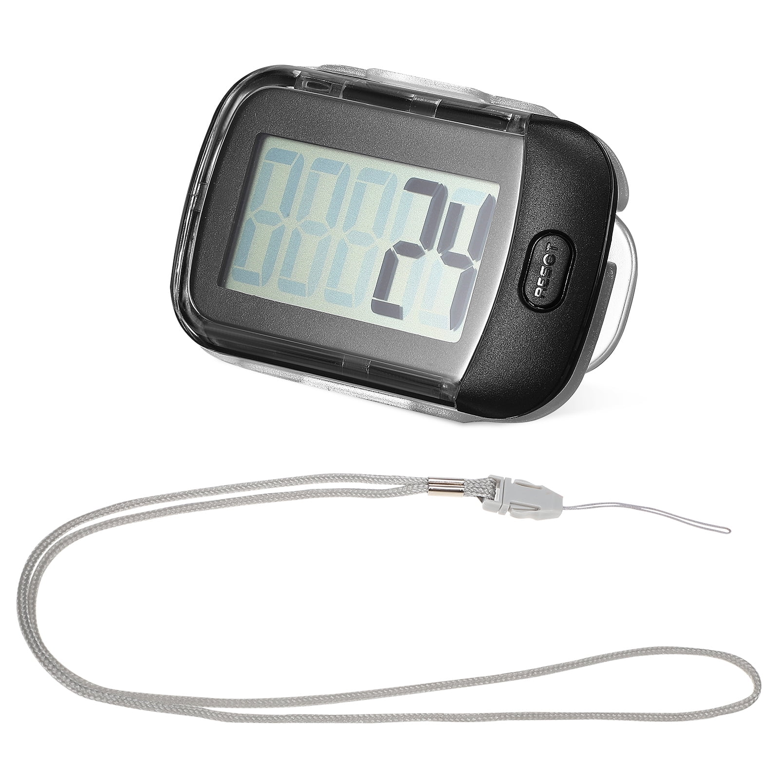 Pedometer with Waist Clip and Lanyard Black Pedometers for Steps