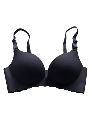 Women's Plus Size Sexy Push Up Bra- Front Closure Butterfly Brassiere  Backless Bralette Breast Seamless Bras Large Size Cup Brassiere,Black,36C