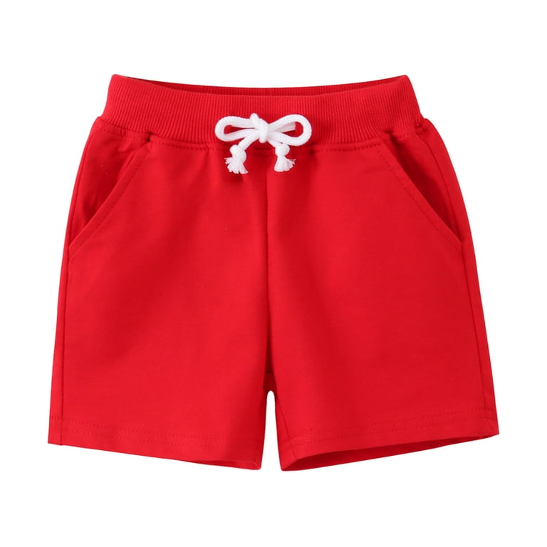 Pedort Girls Shorts Toddler Baby Girls Solid Color Cotton Linen Shorts Summer Bloomers Red 6T