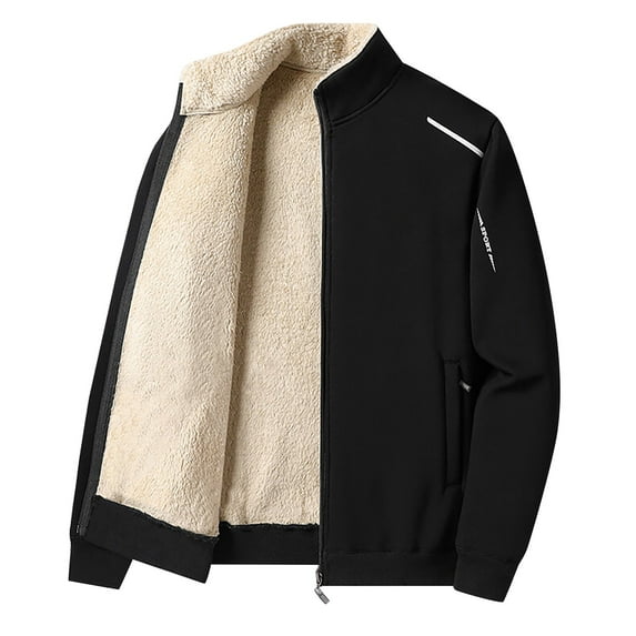 Pedort Men Jacket Suit Turn-Down Collar Warm Winter Jacket Casual Coat Black,2XL