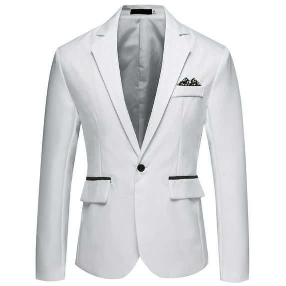 Pedort Men Suits Men's Casual Blazer Suit Jackets Button Lightweight Sport Coats(White,XXL)