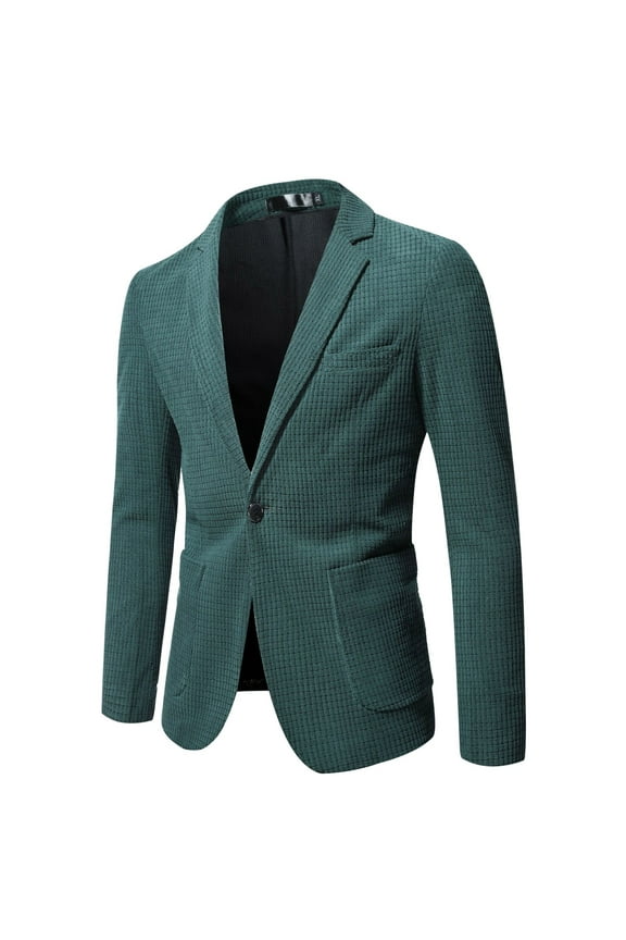 Men's Casual Suit Blazer Jackets Notched Lapel Slim Fit Daily Casual Sport Coat Green,L
