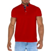 Pedort Mens T Shirt Men's Regular-Fit Quick-Dry Golf Polo Shirt Red,L
