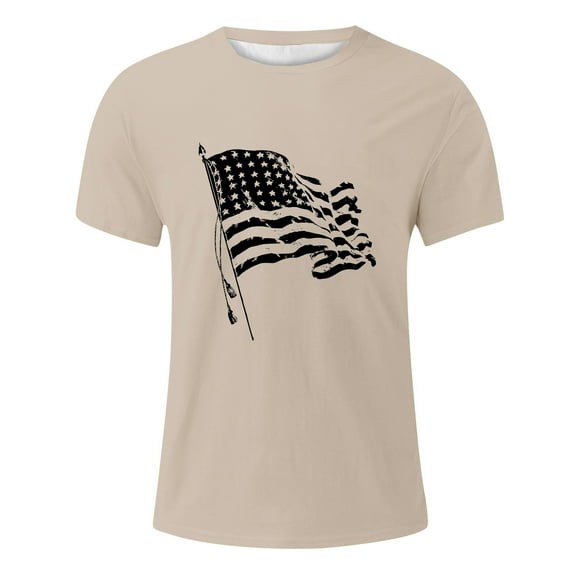Pedort Mens T Shirts Independence Day Happy 4th of July Fireworks Independence Day Mens T-Shirt(E-Beige,M)