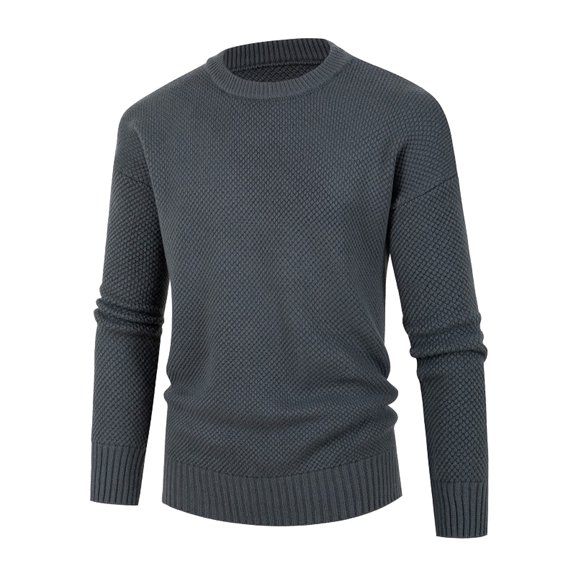 Pedort Sweaters for Men Plus Size Long Sleeve Sweater Casual Loose Fit Ribbed Knit Pullover Grey,2XL