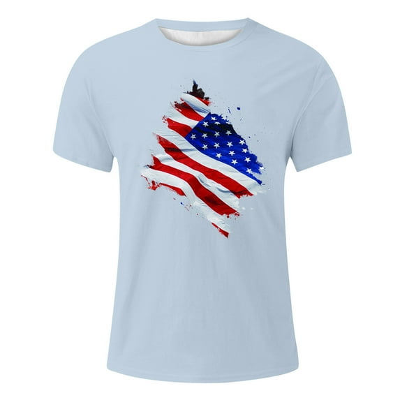 Pedort T Shirt Independence July 4th Independence Day Men’s Short Sleeve Shirt Golf Shirts T-Shirt Casual Business Tops(F-Blue,3XL)