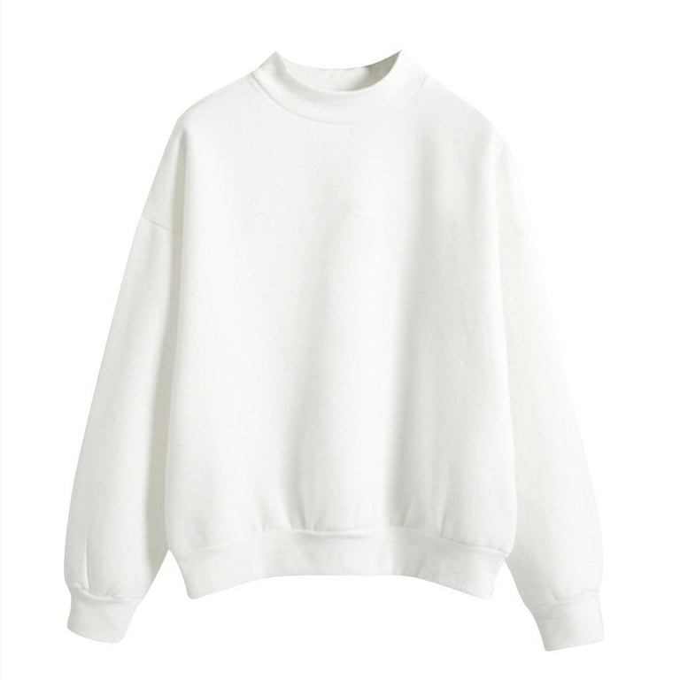 Pedort Women s Hoodless Sweatshirts Fuzzy Sweatshirt Pullover Hoodless Sweatshirt White 2XL Walmart