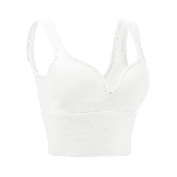 Pedort Womens Sports Bra No Wire Comfort Sleep Bra Plus Size Workout Activity Bras With Non Removable Pads Shaping Bra White,L