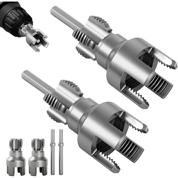 Pedoxline PVC&Plastic Pipe Threading Tool Kit (2Pcs) 1/2" & 3/4" Dual-Function Internal & External Pipe Threader Kit, Pipe Thread Cutting Tool, Electric Drill Compatible for Home Repair, Alloy