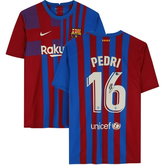 Pedri Blue Barcelona Autographed Nike 2022-23 Home Jersey