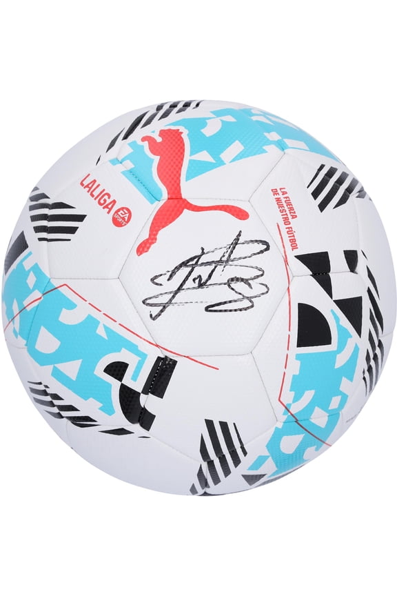 Pedri Barcelona Autographed Puma La Liga Logo Soccer Ball