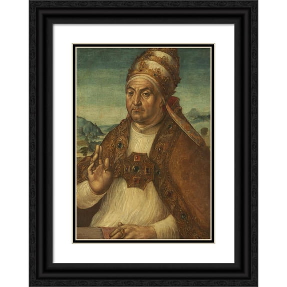 Pedro Berruguete 18x24 Black Ornate Framed Double Matted Museum Art Print Titled: Portrait of Pope Sixtus IV Della Rovere (Early 1500s)