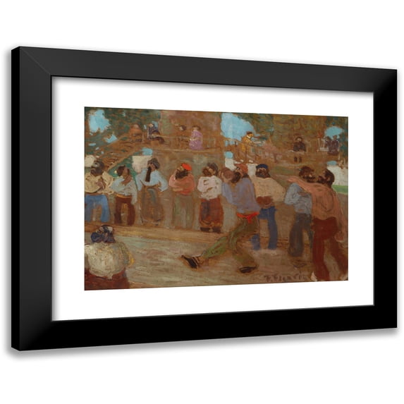 Pedro Figari 14x11 Black Modern Framed Museum Art Print Titled - Bochas Court (From 1880 Until 1938)