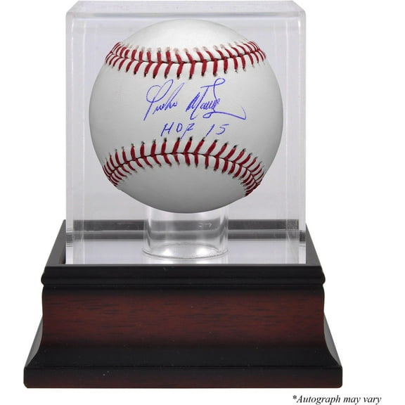 Pedro Martinez Boston Red Sox Autographed Baseball with "HOF 15" Inscription and Mahogany Baseball Display Case - Fanatics Authentic Certified