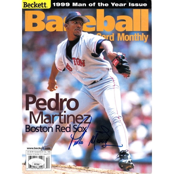 Pedro Martinez autographed Boston Red Sox 1999 Beckett Baseball magazine cover JSA