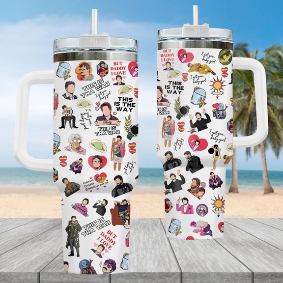 Pedro Pascal 40oz Tumbler, Celebrity Crush Fan Cup, Funny Internet Boyfriend Cup, Pop Culture Gift, Internet Daddy Tumbler For Fan