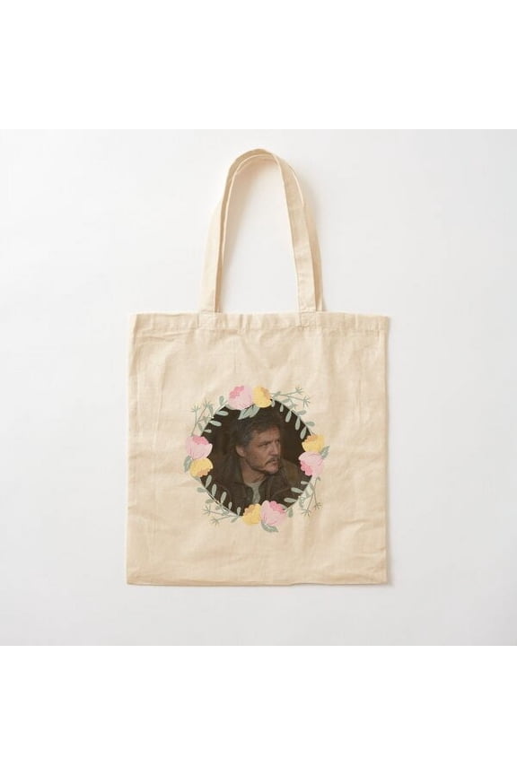 Pedro Pascal Flowers Canvas Tote Bags, Reusable Shopping Bag