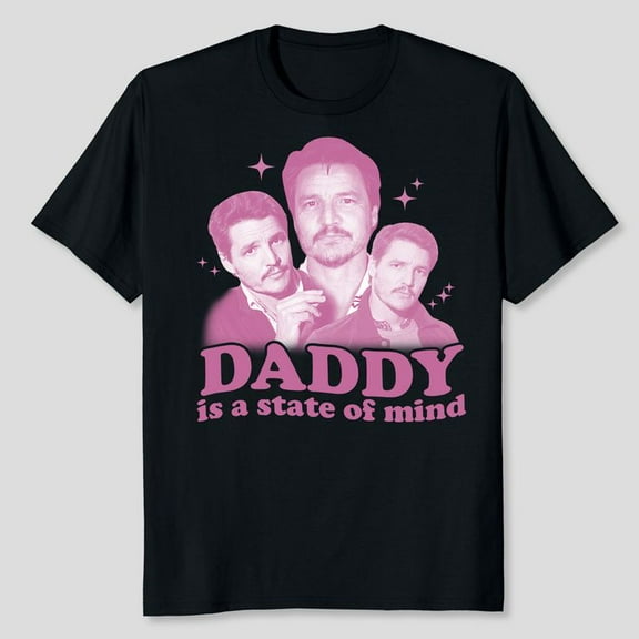 Pedro Pascal Shirt, Daddy Is A State Of Mind, Black/Navy/Dark Heather Color, Men's And Women's Graphic Tee 100% Cotton by TBun, Full Sizes S-5XL