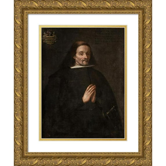 Pedro Ruiz González 14x18 Gold Ornate Wood Frame and Double Matted Museum Art Print Titled - Portrait of Manuel Barrios (1682)