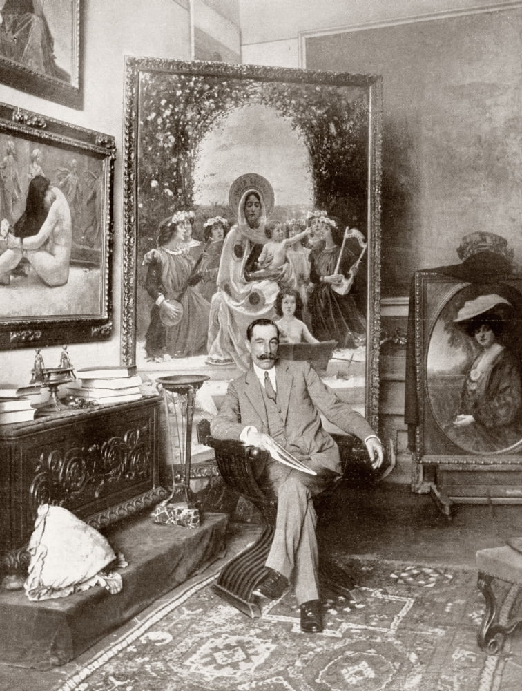 Pedro Senz Senz 1863 - 1927 Pre-Raphaelite Brotherhood Spanish Painter Here Seen In His Malaga Studio From La Esfera 1914 Canvas Art - Ken Welsh Design Pics (12 x 16)