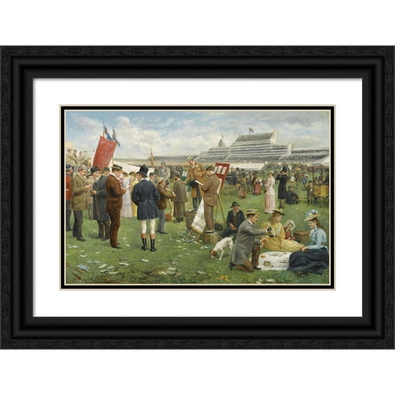 Pedro Vega Y Munoz 18x13 Black Ornate Wood Framed Double Matted Museum Art Print Titled - Derby Day, Epsom