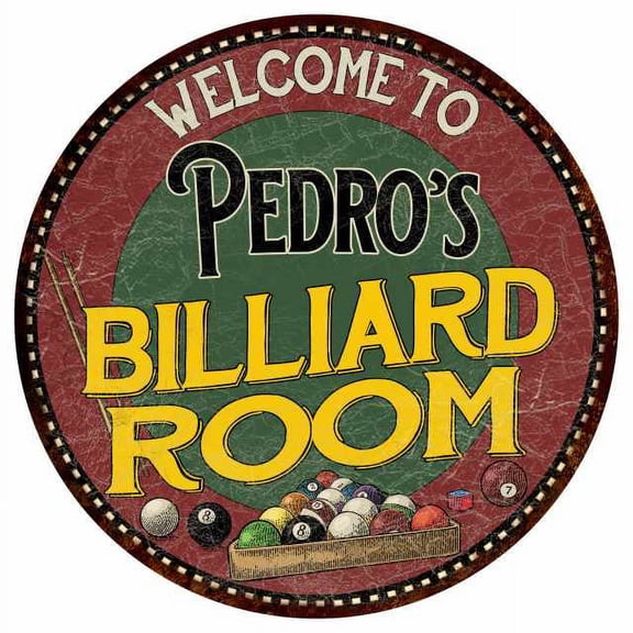 Pedro's Billiard Room 14" Round Metal Sign Kitchen Wall Decor 100140033212