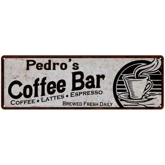 Pedro's Coffee Bar Sign Kitchen Decor 8x24 108240007382