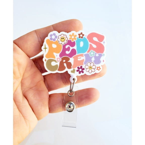 Peds Crew Badge Reel | Peds Badge Reel | Peds Rainbow Badge Reel | Peds Carabiner | Peds Gift | Handmade Acrylic Badge | Peds ID Holder |