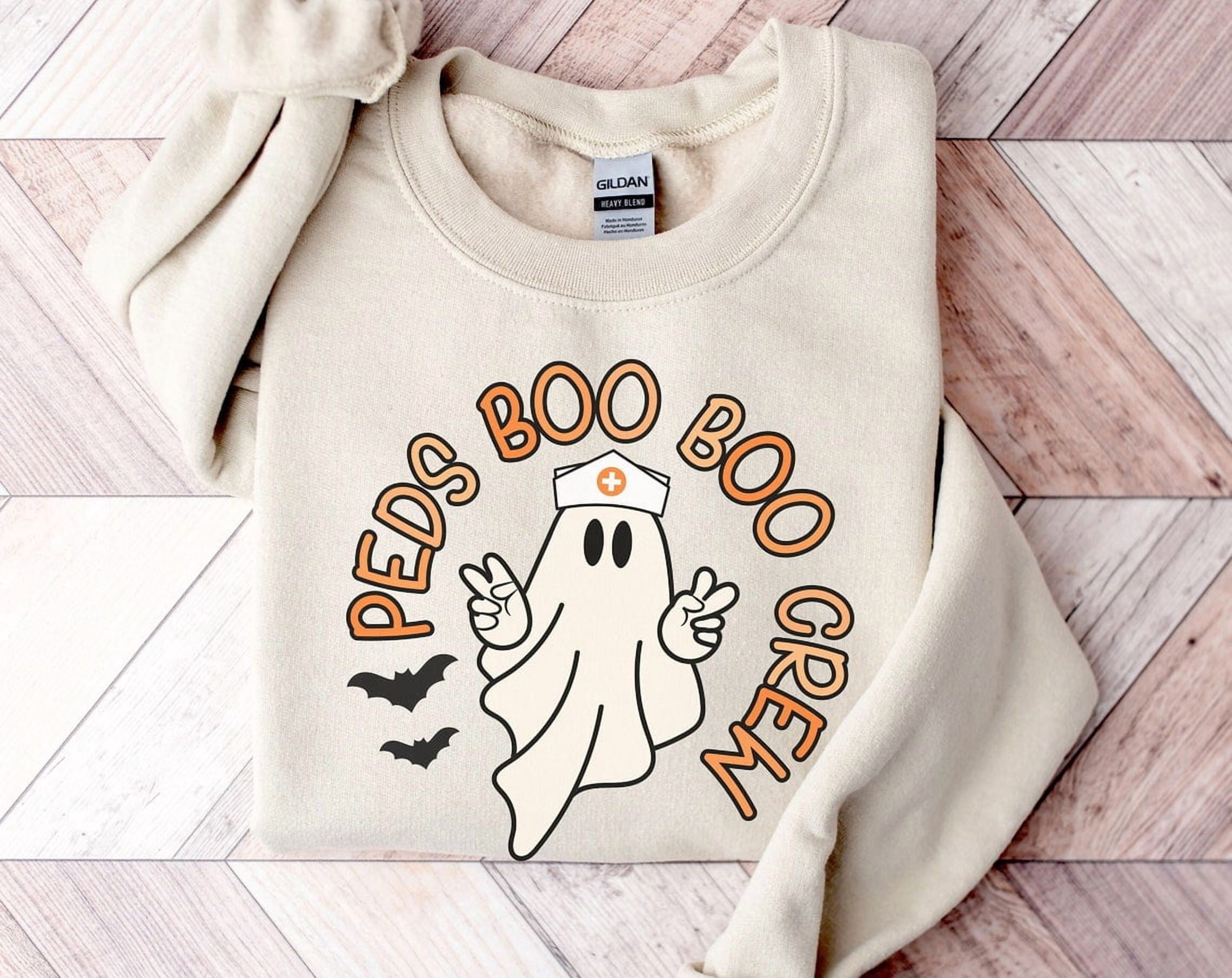 Peds Halloween Pediatric Nurse Boo Crew Ghost Fall Oversized Group ...