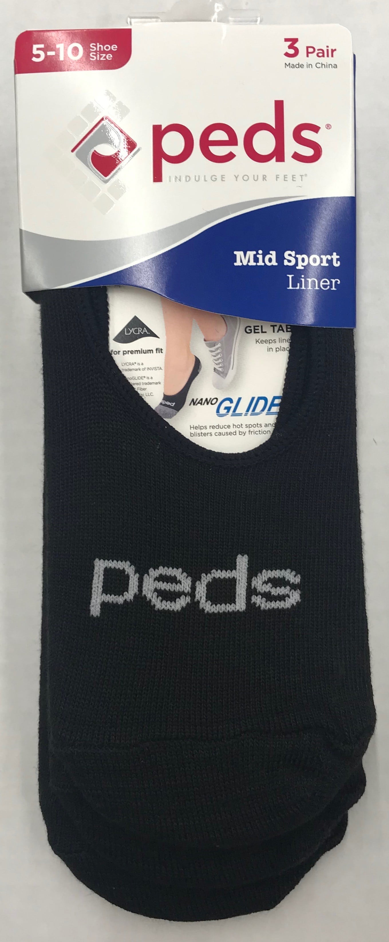 Peds Nanoglide Liner, 3 Pair