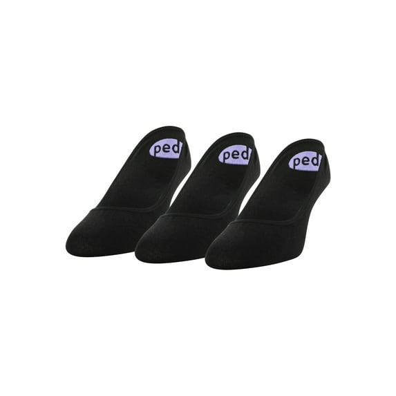 Peds P3 Women's Lightweight Microfiber Nylon Liner Socks, Black (3 Pack)
