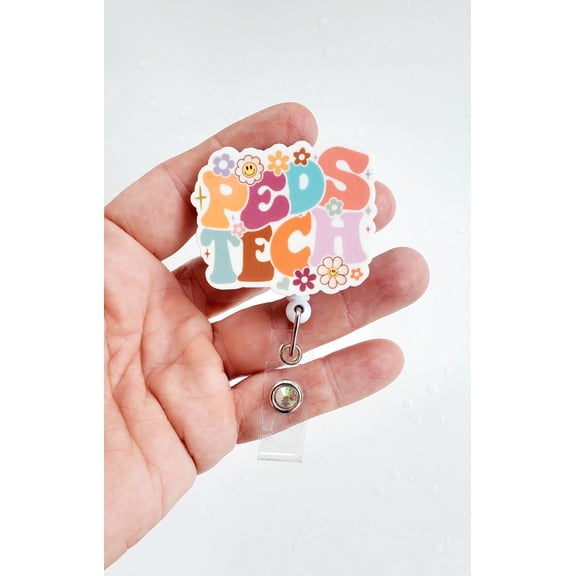 Peds Tech ID Holder | Peds Tech Badge Reel | Peds Tech Healthcare ID Badge Reel | Peds Tech Carabiner Alligator Clip | Peds Tech retro gift