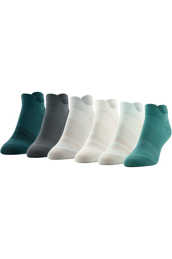 Women's All Day Active Double Tab No Show Socks, 6 Pairs