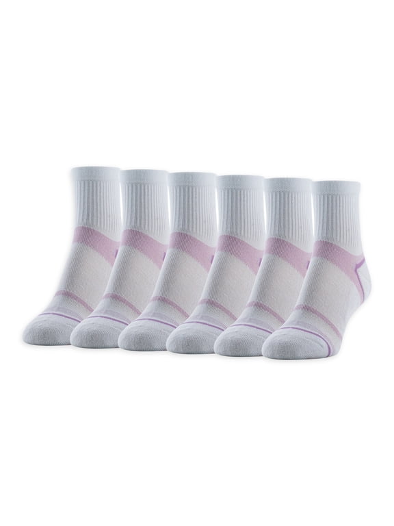 Women's All Day Active Quarter Half Cushion Socks, 6 Pairs