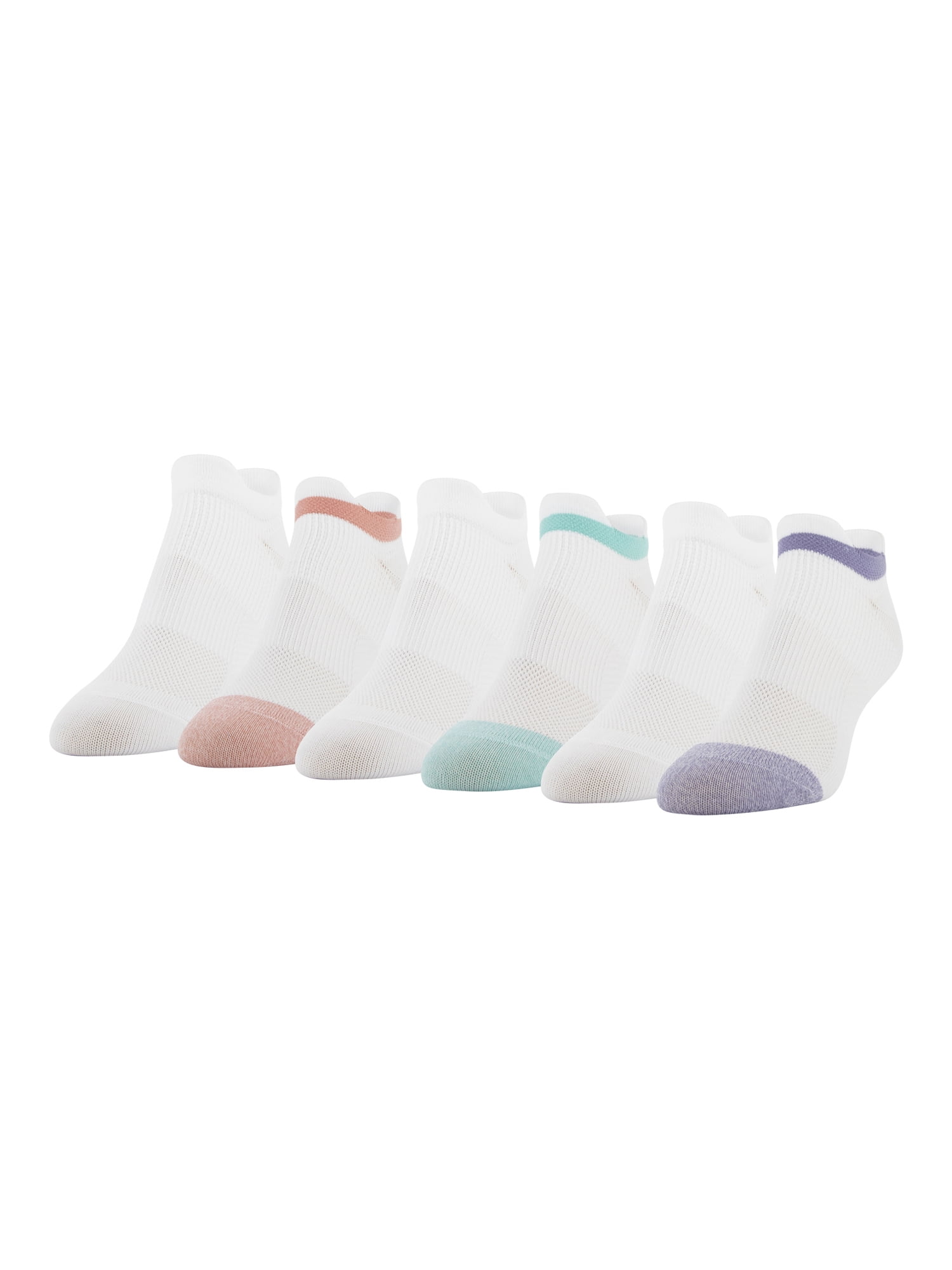 Peds Womens All Day Active No Show Socks with Double Tabs,6 Pairs ...