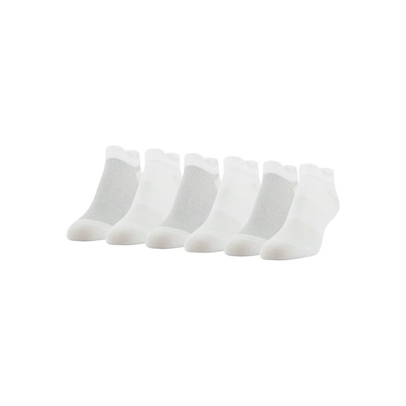 Peds Womens All Day Active No Show Socks with Double Tabs, Shoe Size 5-10, 6 Pairs