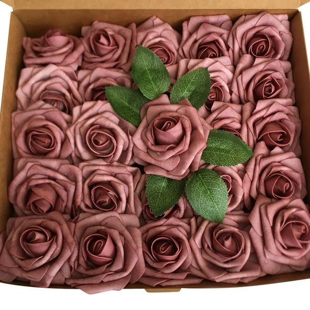 Pedty 1 Box Of Artificial Flowers，Realistic Rose Faux Rose PE Foam Rose