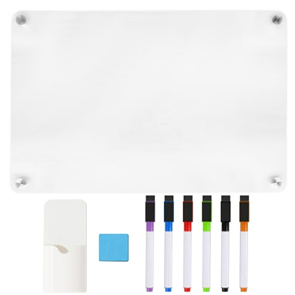 Pedty 1 Eraser Board + 1 Writing Board + 6 Pens,1 Set Clear Board White Board Message Board Board School Hanging Board Small Whiteboard 1Ml,Erase Board Writing Board