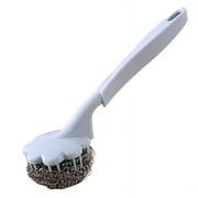Pedty 1 Pack Stainless Steel Scrubber with Handle, Steel Wool Scrubber for Cleaning Dishes, Metal Sponges for Pots, Sink,Pans, Grills