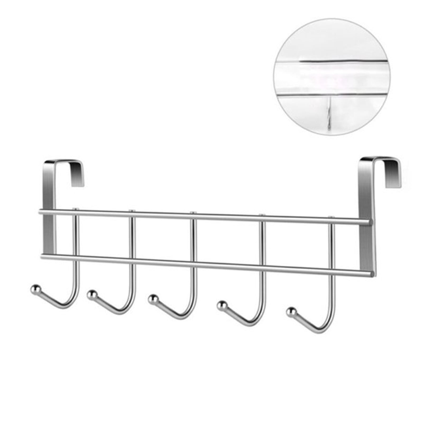 Pedty 1* Shelf，Hooks Over The Door Hooks Bathroom Hanger Clothes Towel Storage Holder Silver