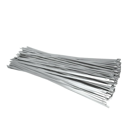 Pedty 100Pc Cable Ties,Metal Coated Exhaust Steel Zip Cable 100PCS Wrap 304 Locking Stainless Ties Office&Craft&Stationery