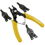 Pedty 1X Buckle Pliers, 4X Caliper Heads,New 4 in 1 Snap Ring Pliers Plier Set Circlip Combination Retaining Clip