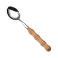 thumbnail image 1 of Pedty 1X Spoon,Creative Bamboo Wooden Handle Stainless Steel Upscale Cutlery Fork Spoon, 1 of 2