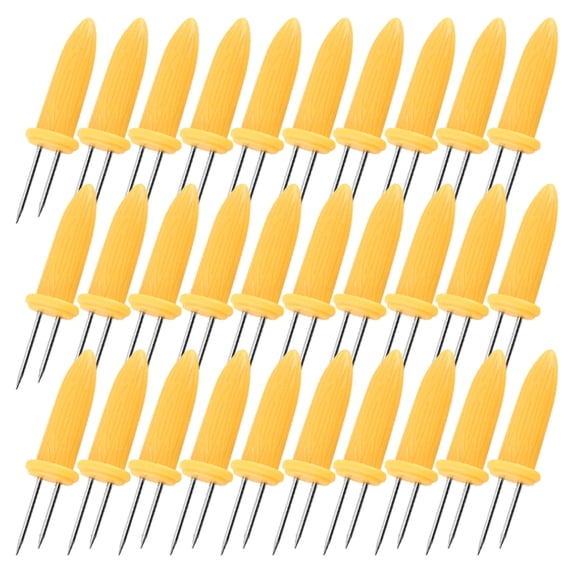 Pedty 30 X Stainless Steel Corn Cob Holder Impale The Pins On The Holder To Each Side Of Corn Cob's Ears And Hold Onto The Handles Of The Corn Holders For Eating