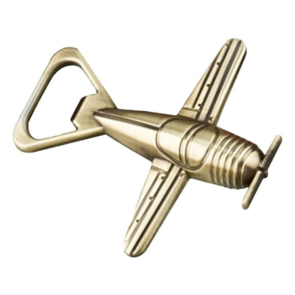Pedty Bottle Opener 1Pc,Travel Themed Classic Brass Color Metal Vintage Airplane One Size Yellow