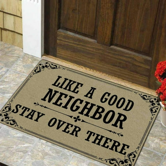 Pedty Carpet Carpet Door Doormat in Here Entrance Floor Mat Funny Doormat Home and Office Decorative Indoor/Outdoor/Kitchen Mat Non Slip Rubber (Khaki)