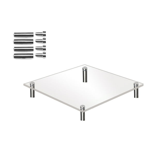 Pedty Clear Acrylic Cake Display Stand Square Metal Support Shelf
